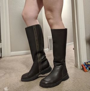 Brown Born Real Leather Riding Boots